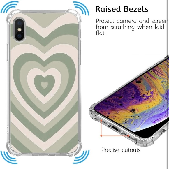 Sage Green Heart Phone Case for iPhone Xs Max, Indie Aesthetic Cute Case - Picture 4 of 10